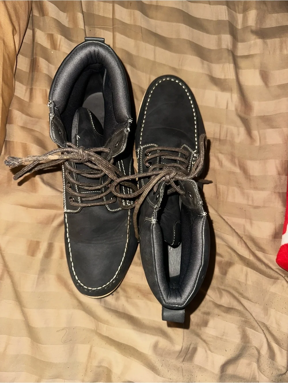 Men's Grey Lace-Up Work Boots with Cream Outsole